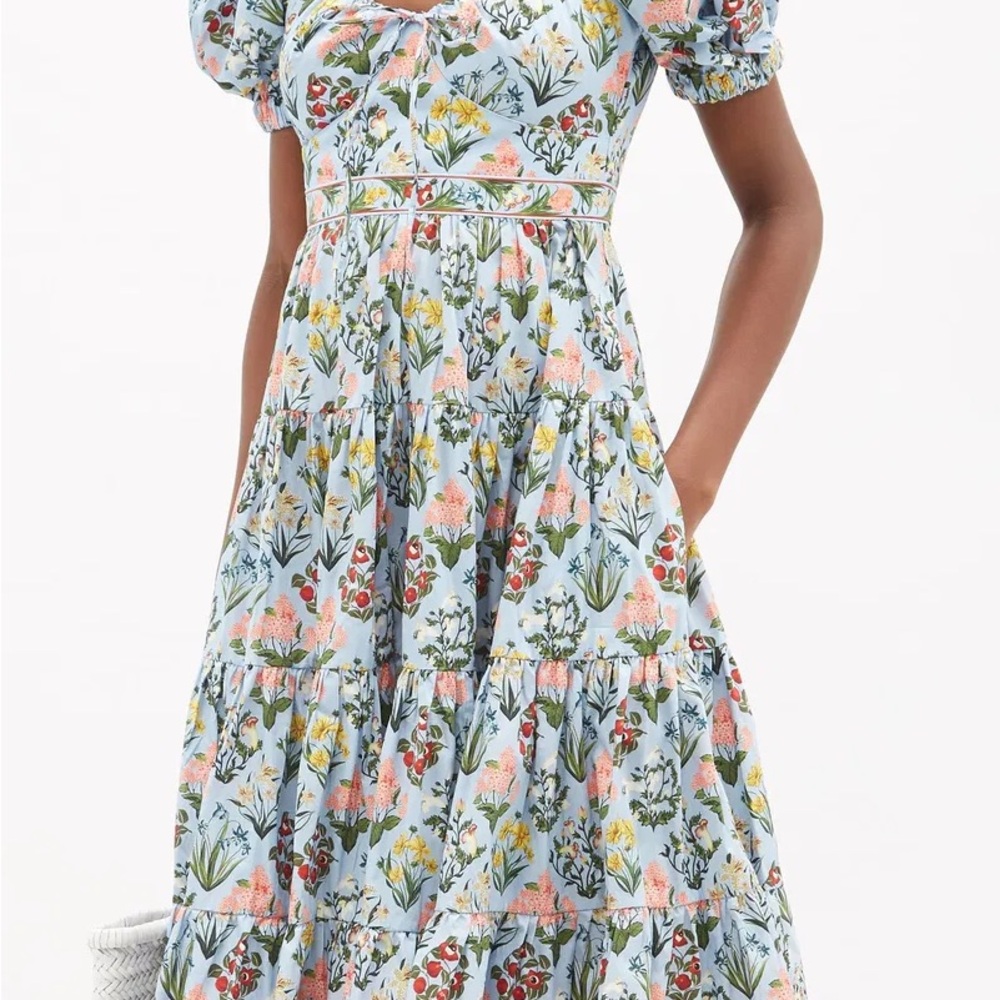 Agua Bendita Blue Floral Midi Dress